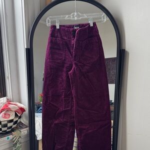 Anthropologie Maeve Magenta Corduroy Trousers